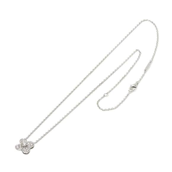 Van Cleef & Arpels Trefle Diamond Necklace 42cm K18 WG White Gold 750 - Picture 2 of 7